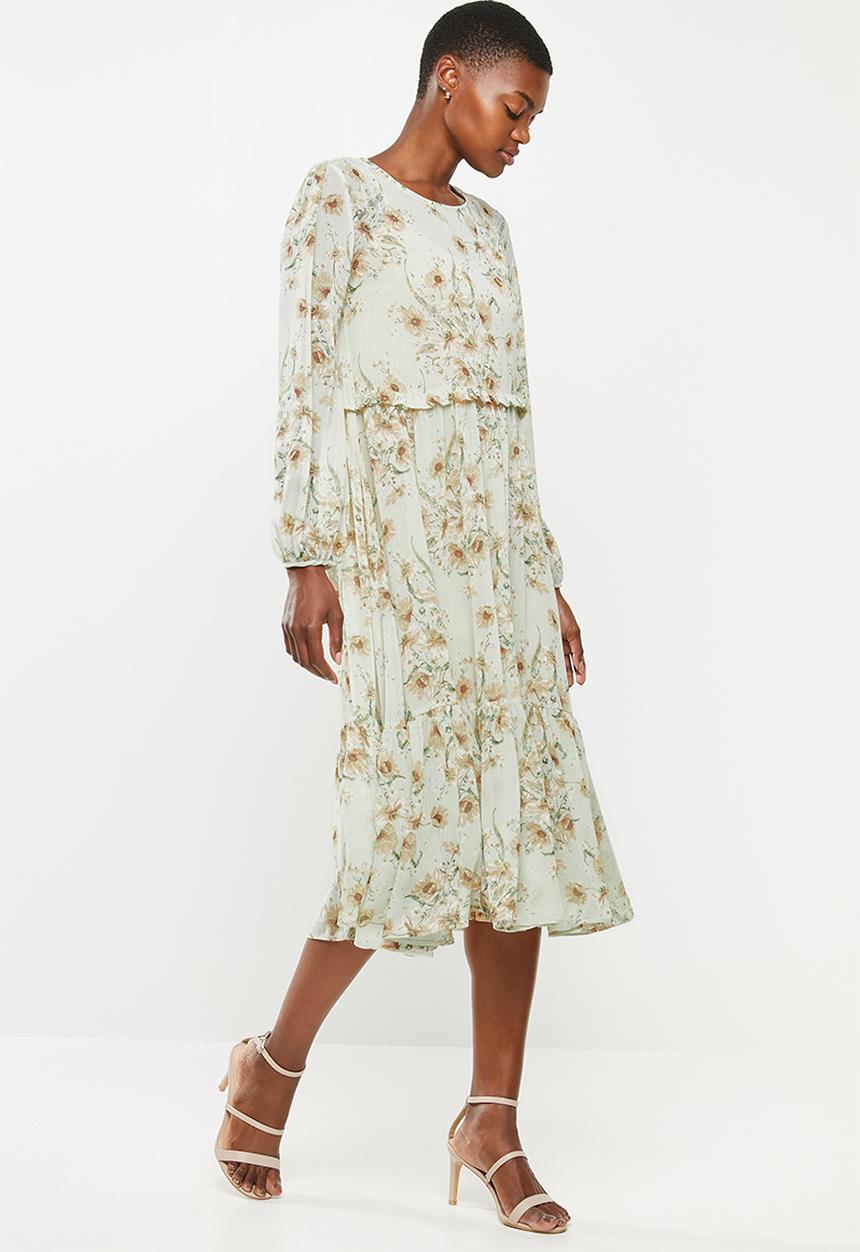 VELVET - Floral midi dress - green