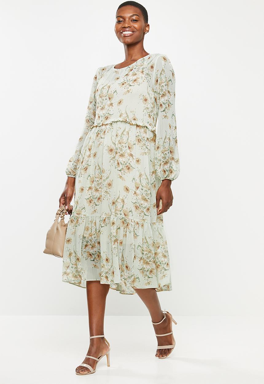 VELVET - Floral midi dress - green
