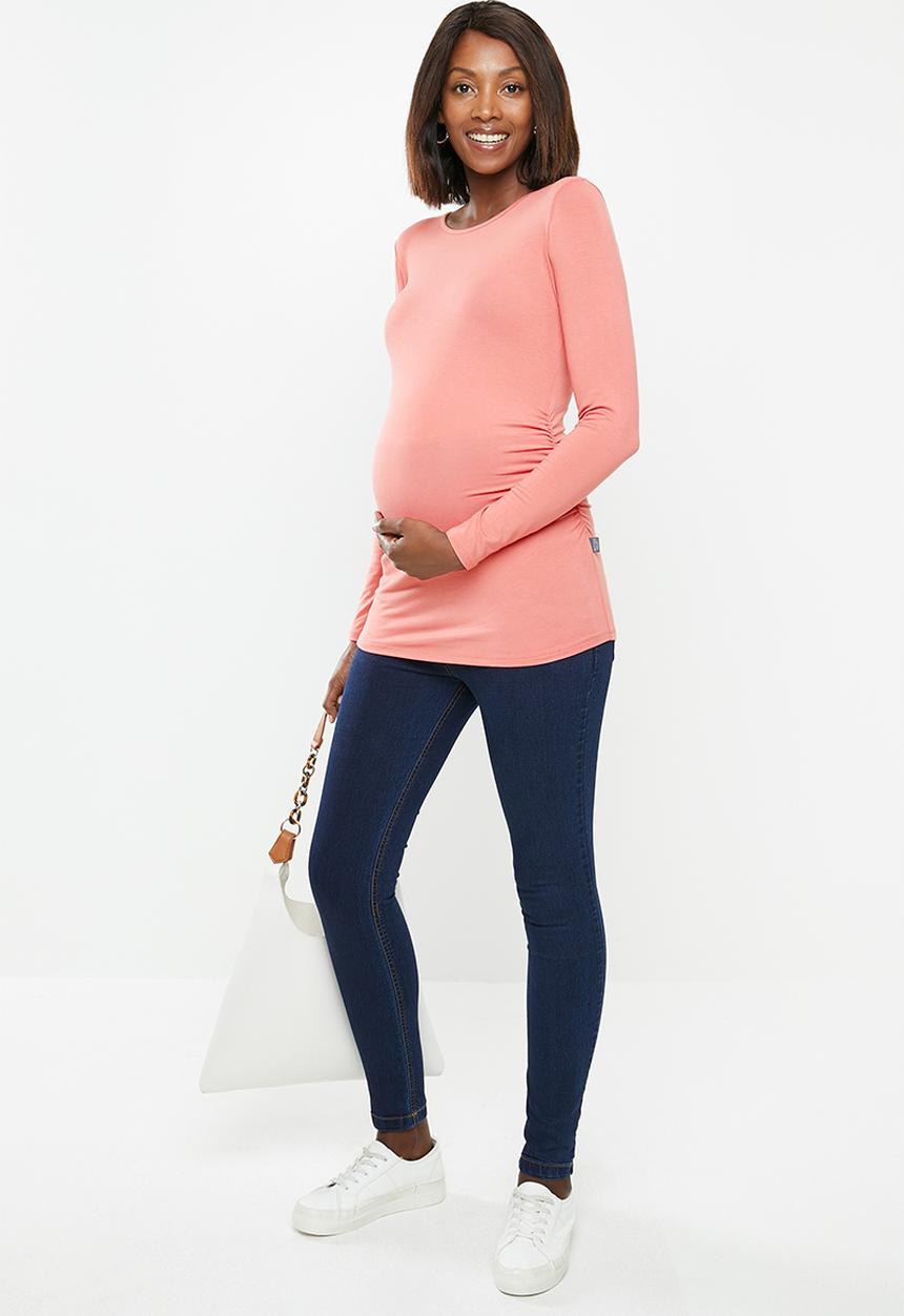 Cherry Melon - Maternity Jewel neck T-shirt - dark coral