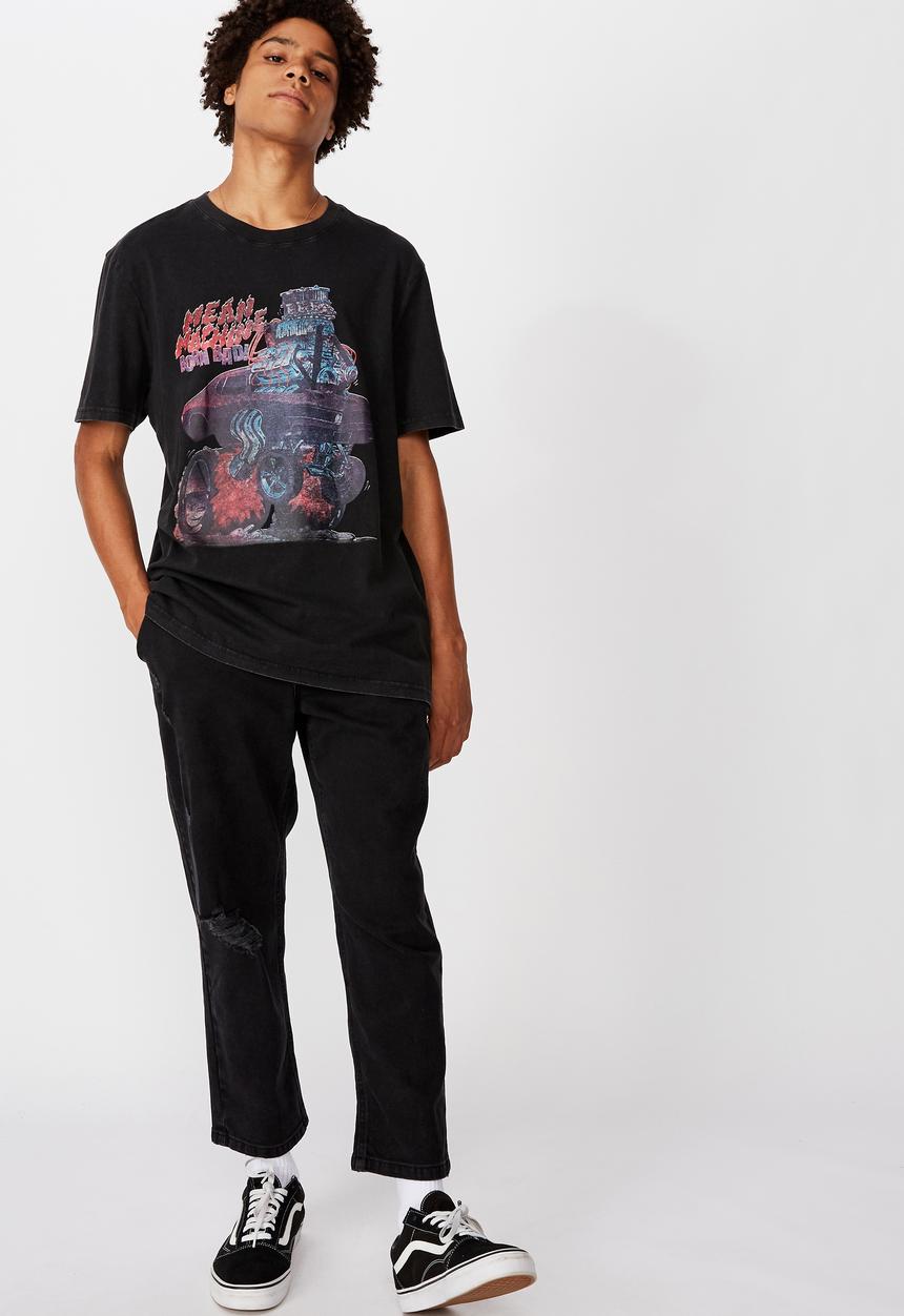 Factorie - Mean machine regular graphic T-shirt - washed black