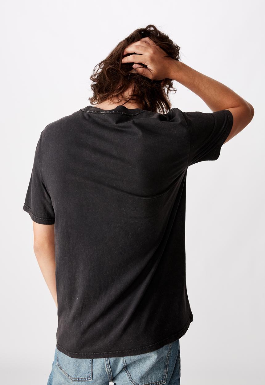 Factorie - All bite regular graphic T-shirt - washed black