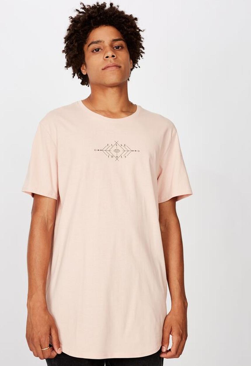Factorie - Other times curved graphic T-shirt - peach