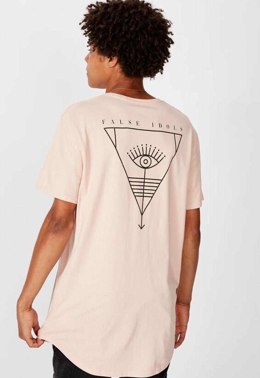 Factorie - Other times curved graphic T-shirt - peach