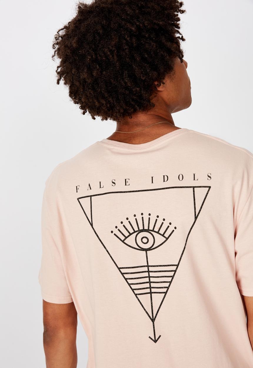 Factorie - Other times curved graphic T-shirt - peach