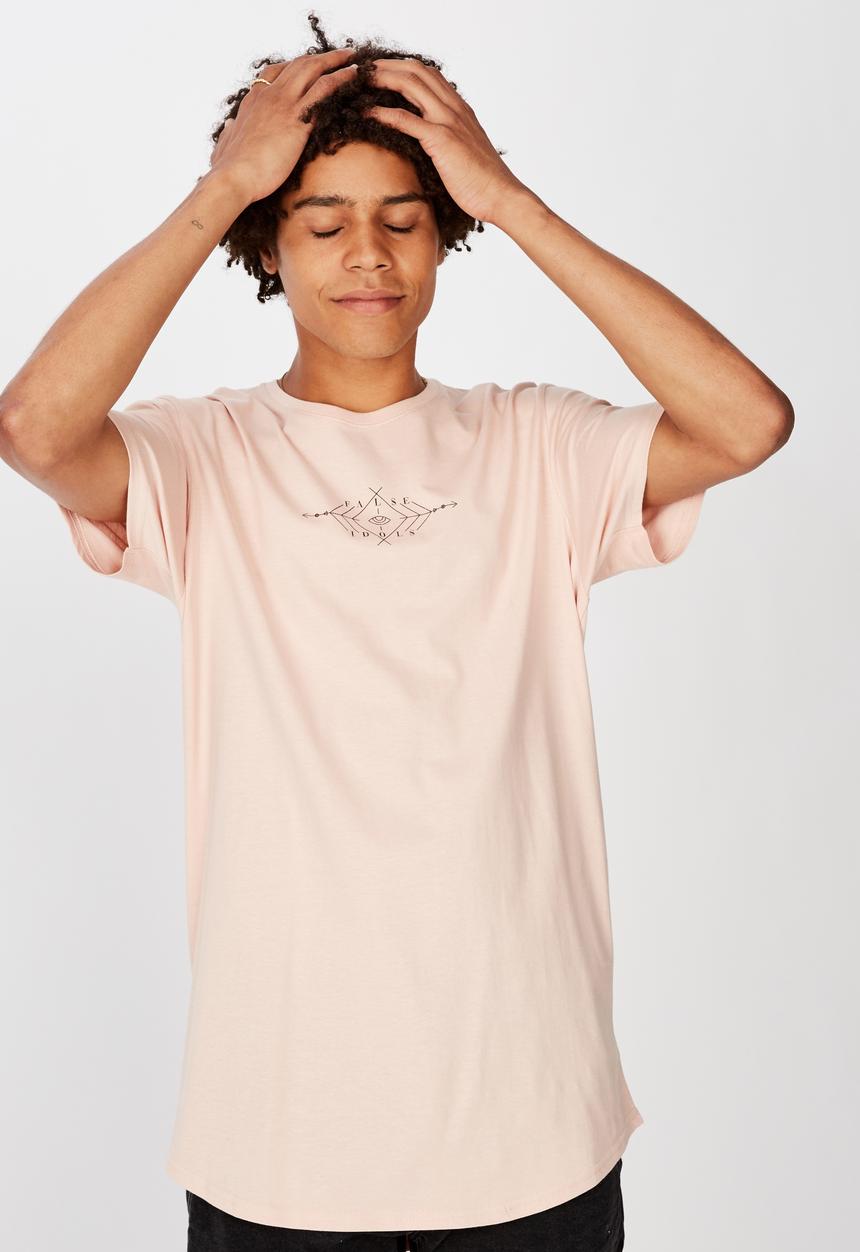 Factorie - Other times curved graphic T-shirt - peach