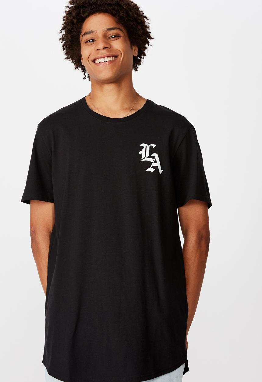 Factorie - Los Angeles gothic curved graphic T-shirt - black