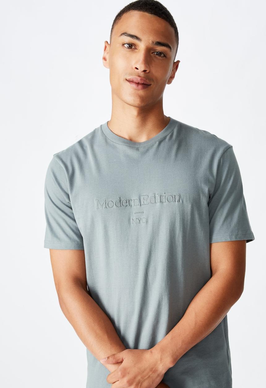 Cotton On - Modern edition Tbar text T-shirt - grey
