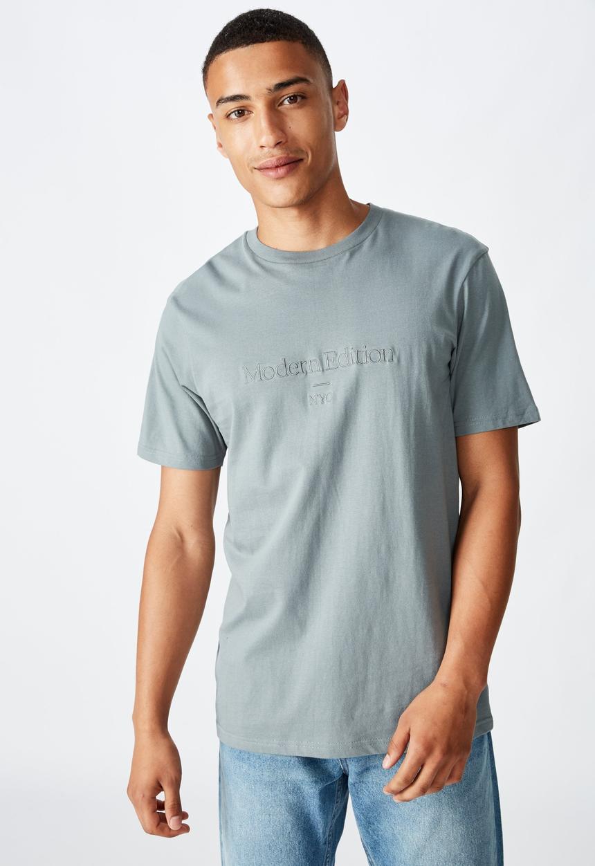 Cotton On - Modern edition Tbar text T-shirt - grey