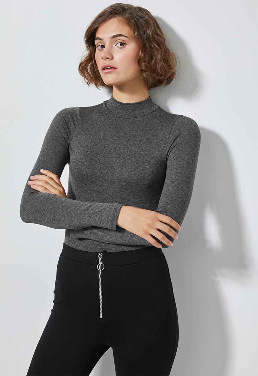 Superbalist - Long sleeve high neck bodysuit - grey