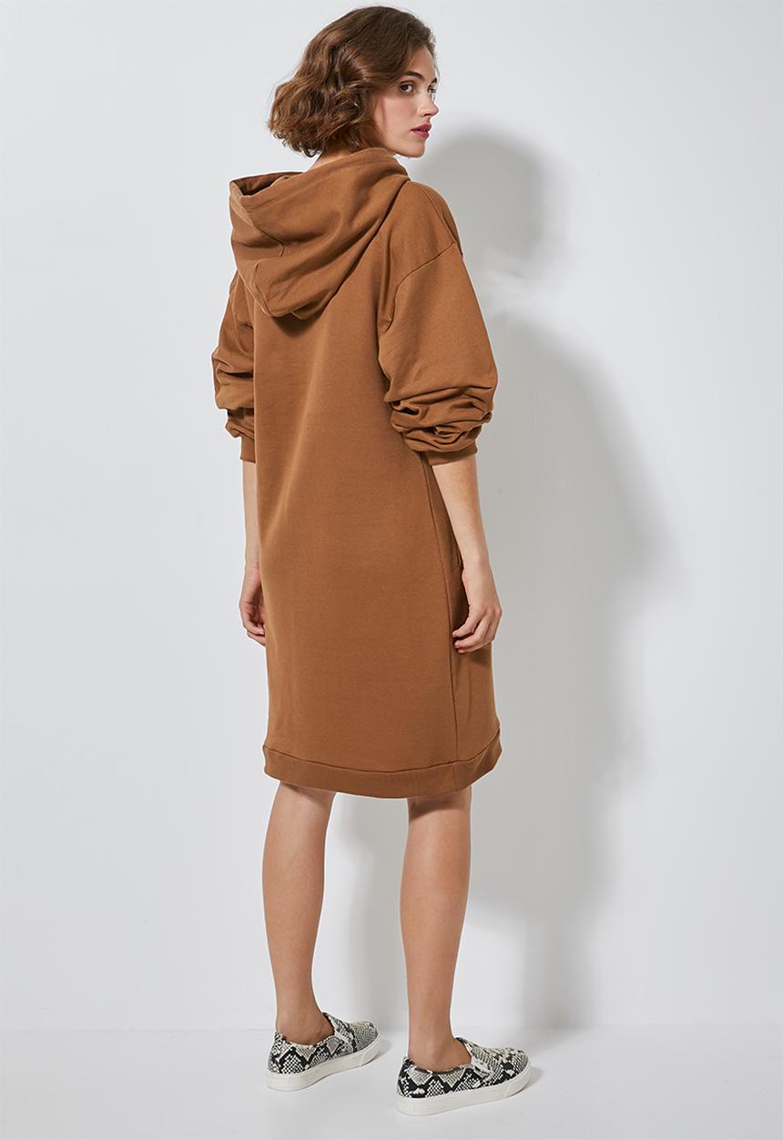 Superbalist - Hooded sweat dress - brown 