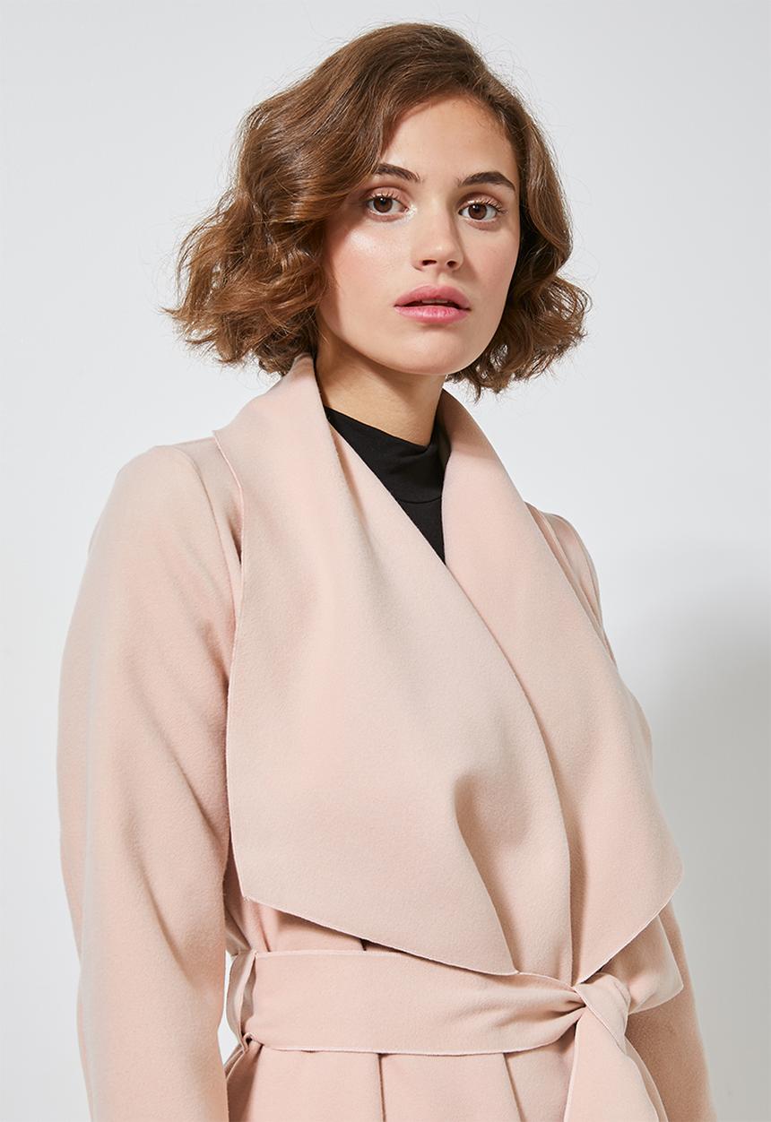Superbalist - Unlined wrap melton coat - dusty pink