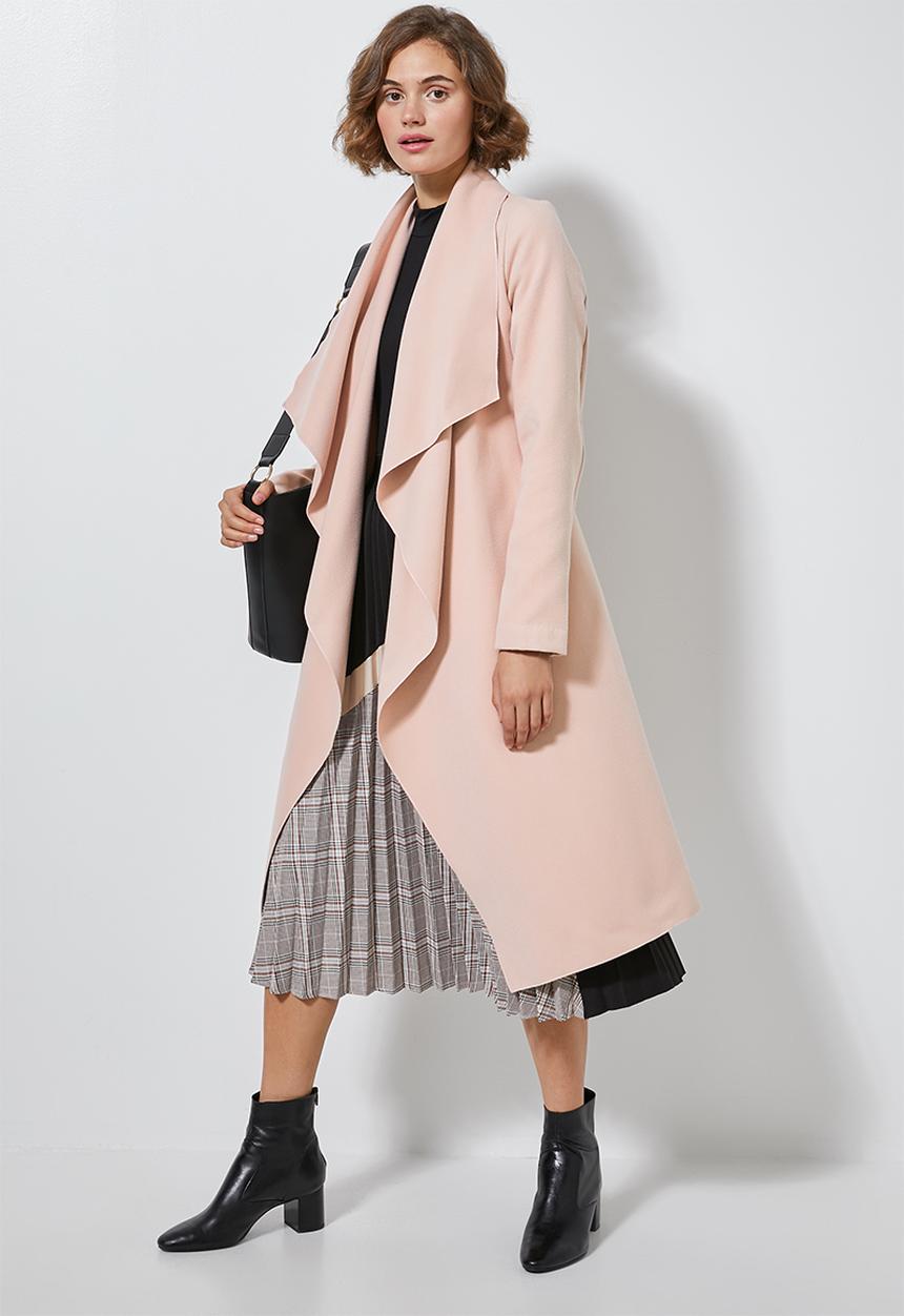 Superbalist - Unlined wrap melton coat - dusty pink
