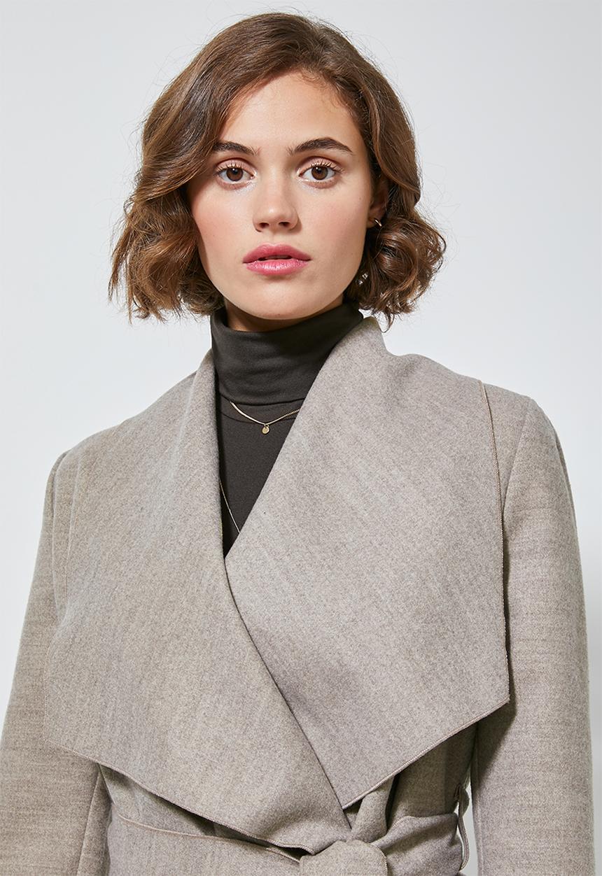 Superbalist - Unlined wrap melton coat - taupe 