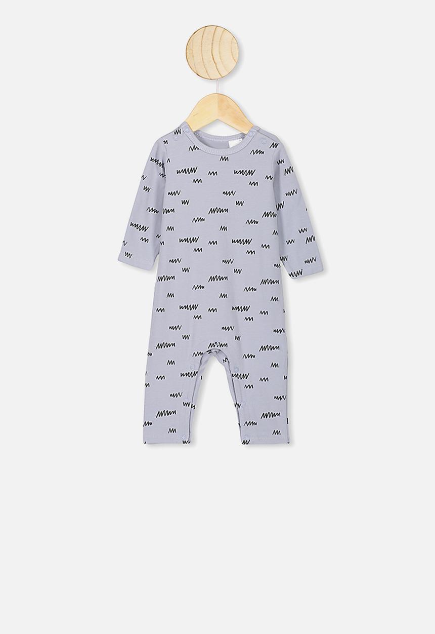 Cotton On - The long sleeve snap romper - grey
