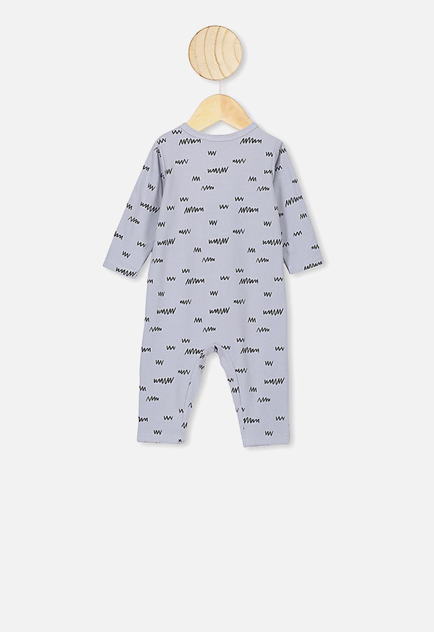 Cotton On - The long sleeve snap romper - grey