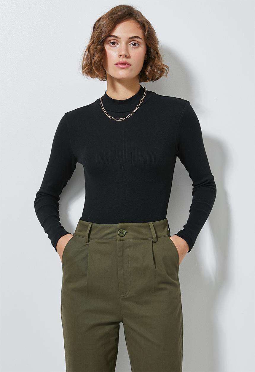 Superbalist - Rib long sleeve bodysuit - black