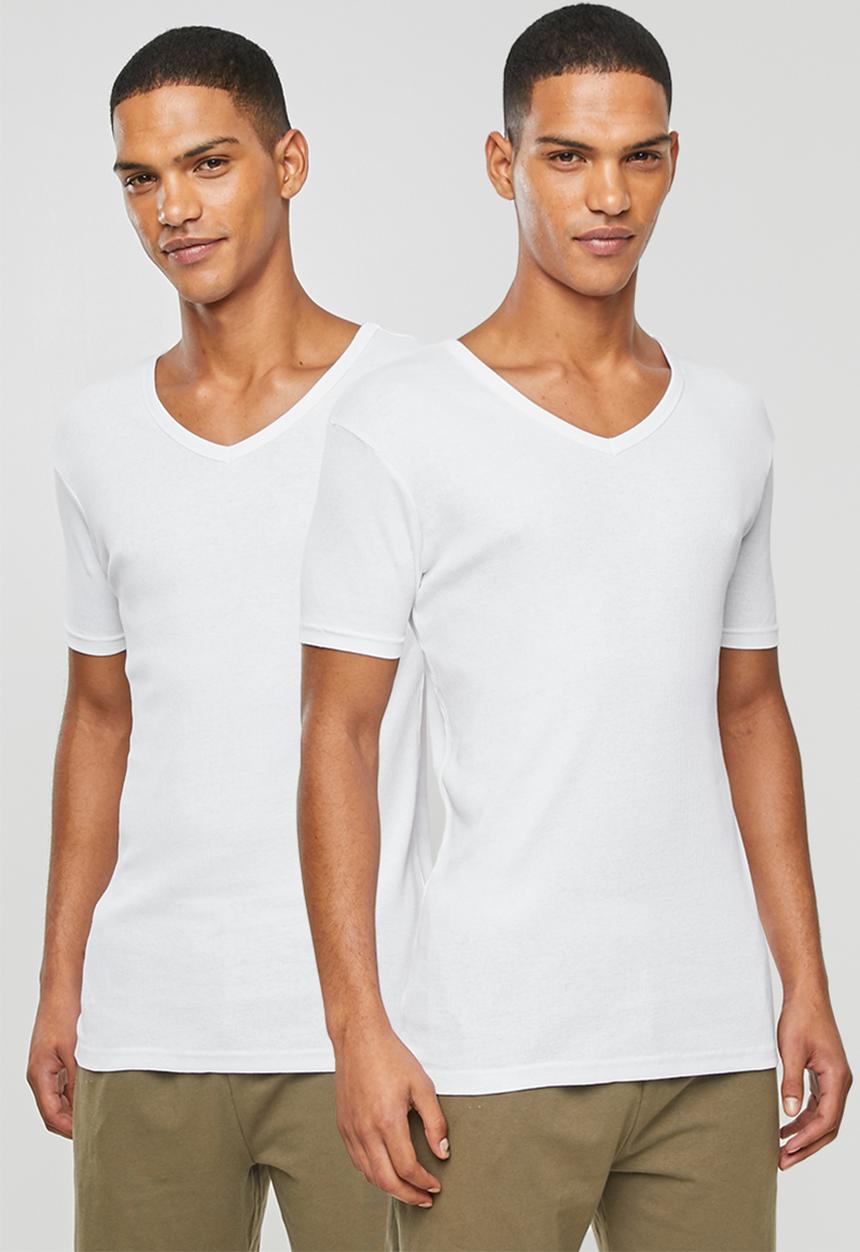 Superbalist - 2 pack premium ribbed V-neck sleep tops - white