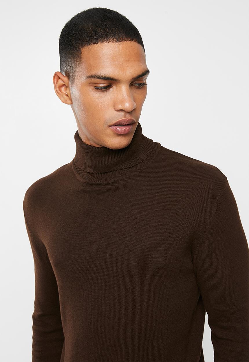 Brave Soul - Humep polo neck knitwear -  brown