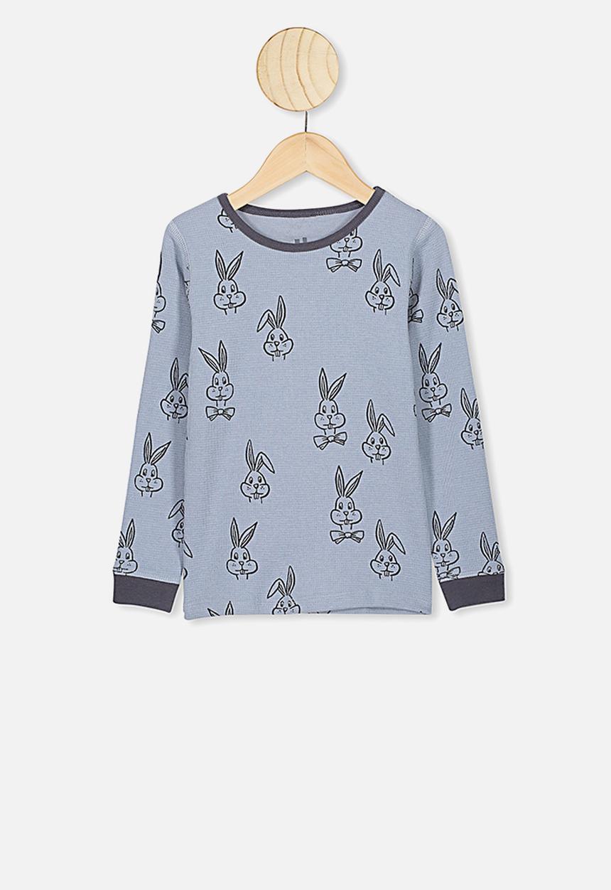 Cotton On - Jack boys long sleeve waffle pyjama set - rain cloud
