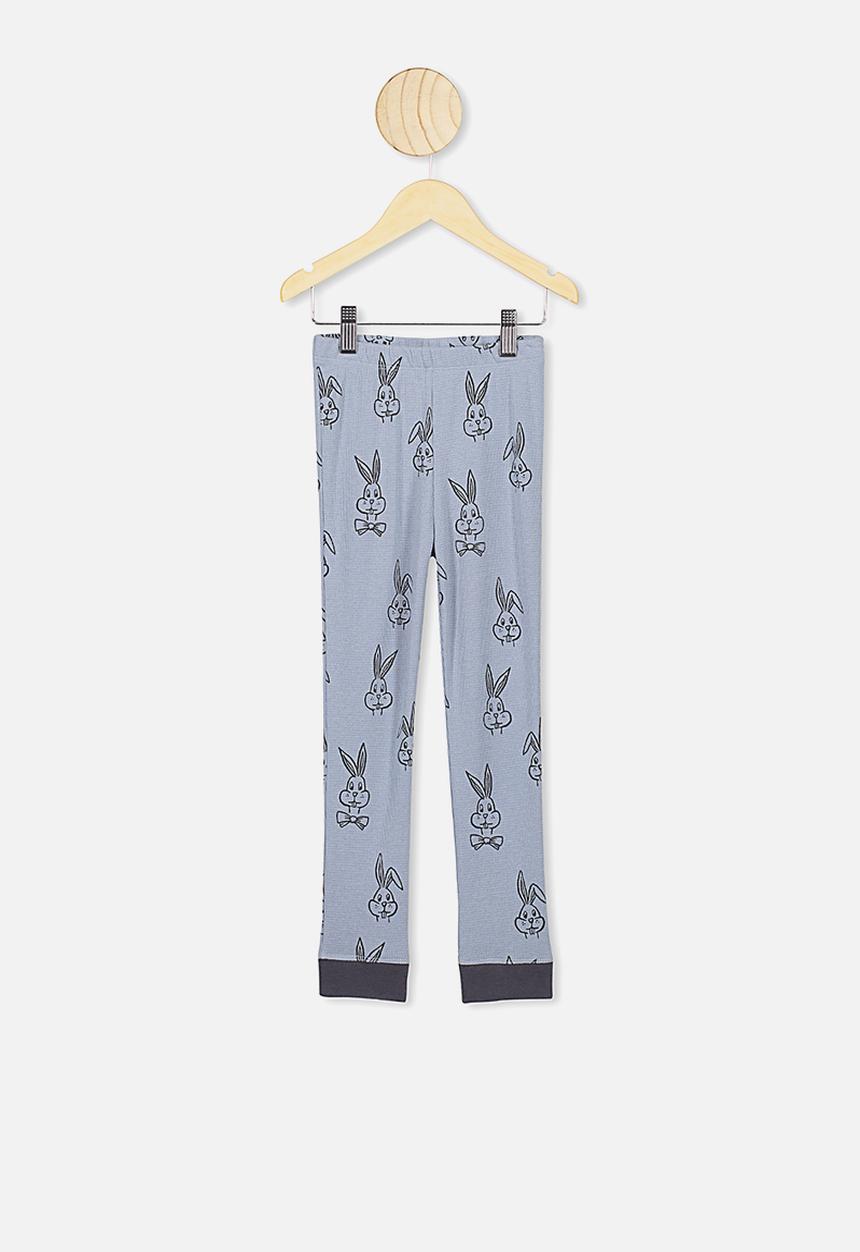 Cotton On - Jack boys long sleeve waffle pyjama set - rain cloud