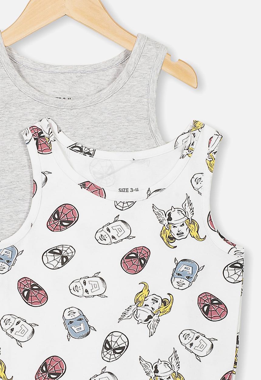 Cotton On - Boys 2 pack singlet - white & grey