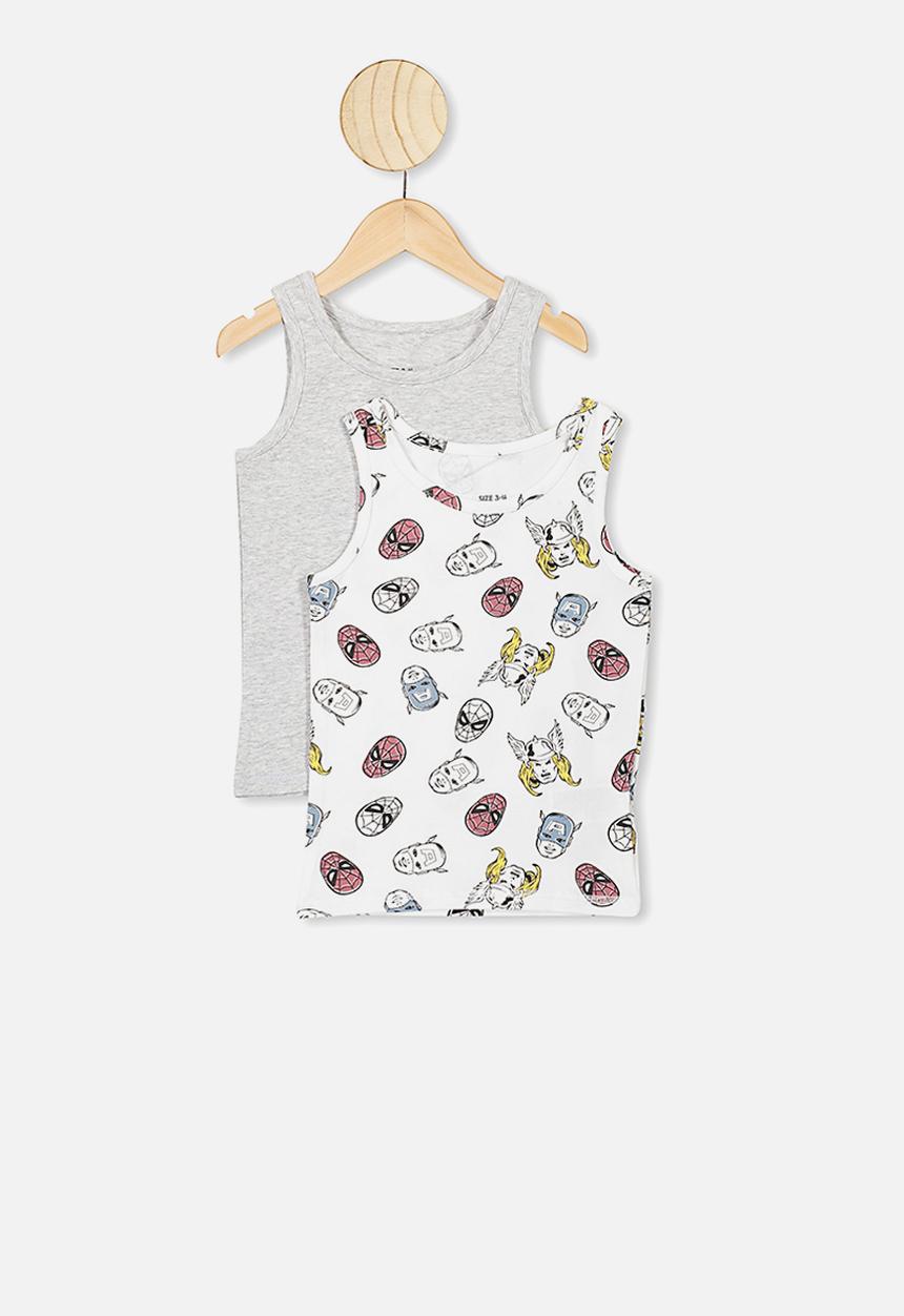 Cotton On - Boys 2 pack singlet - white & grey