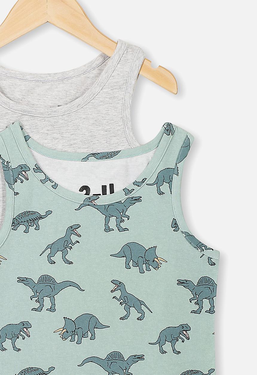 Cotton On - Boys 2 pack singlet - grey & green