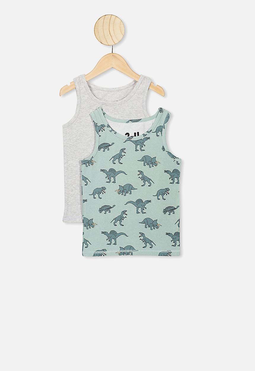 Cotton On - Boys 2 pack singlet - grey & green