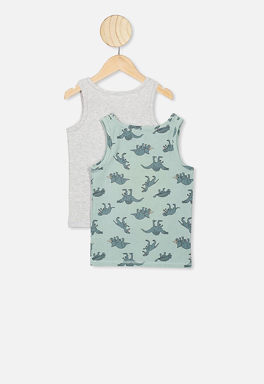 Cotton On - Boys 2 pack singlet - grey & green