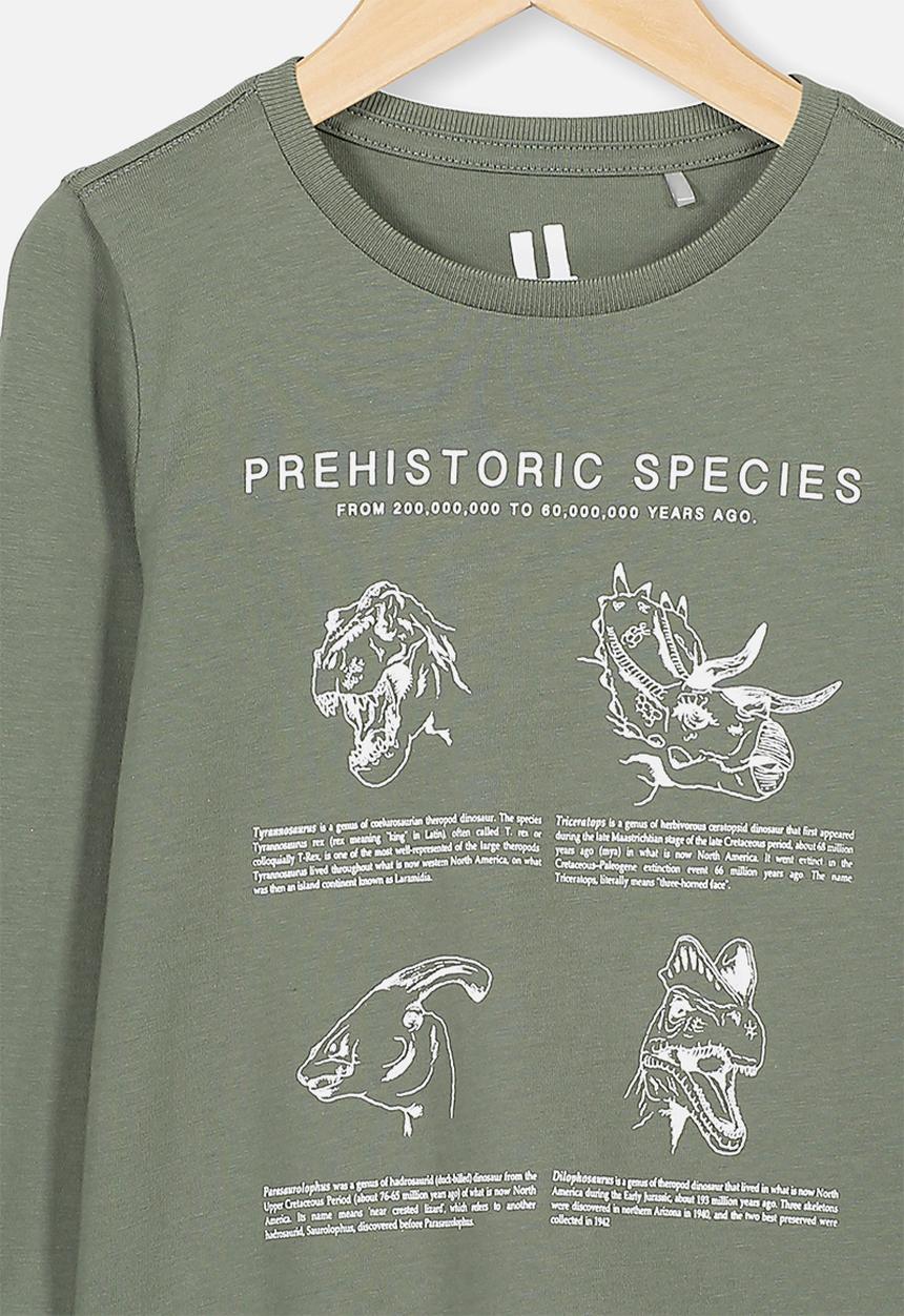 Cotton On - Tom long sleeve tee - bush green prehistoric