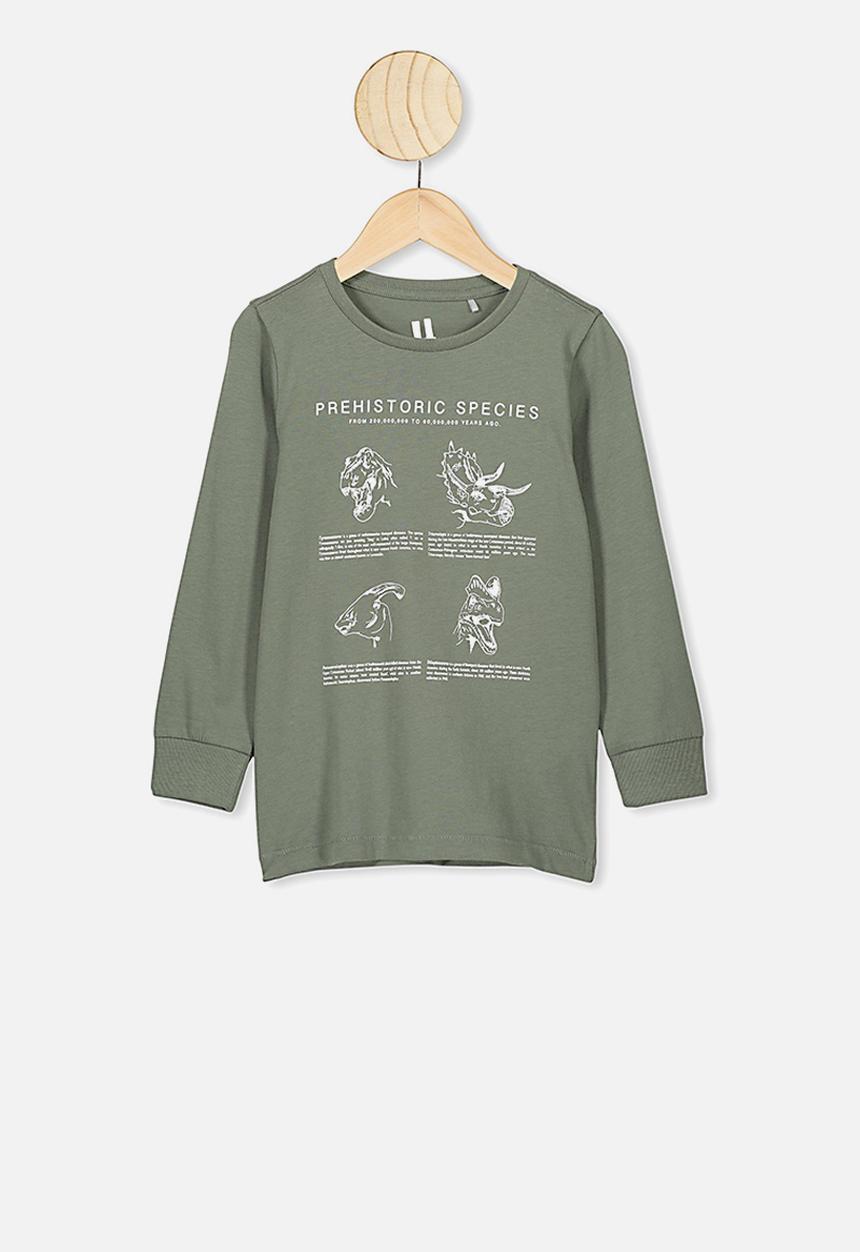 Cotton On - Tom long sleeve tee - bush green prehistoric