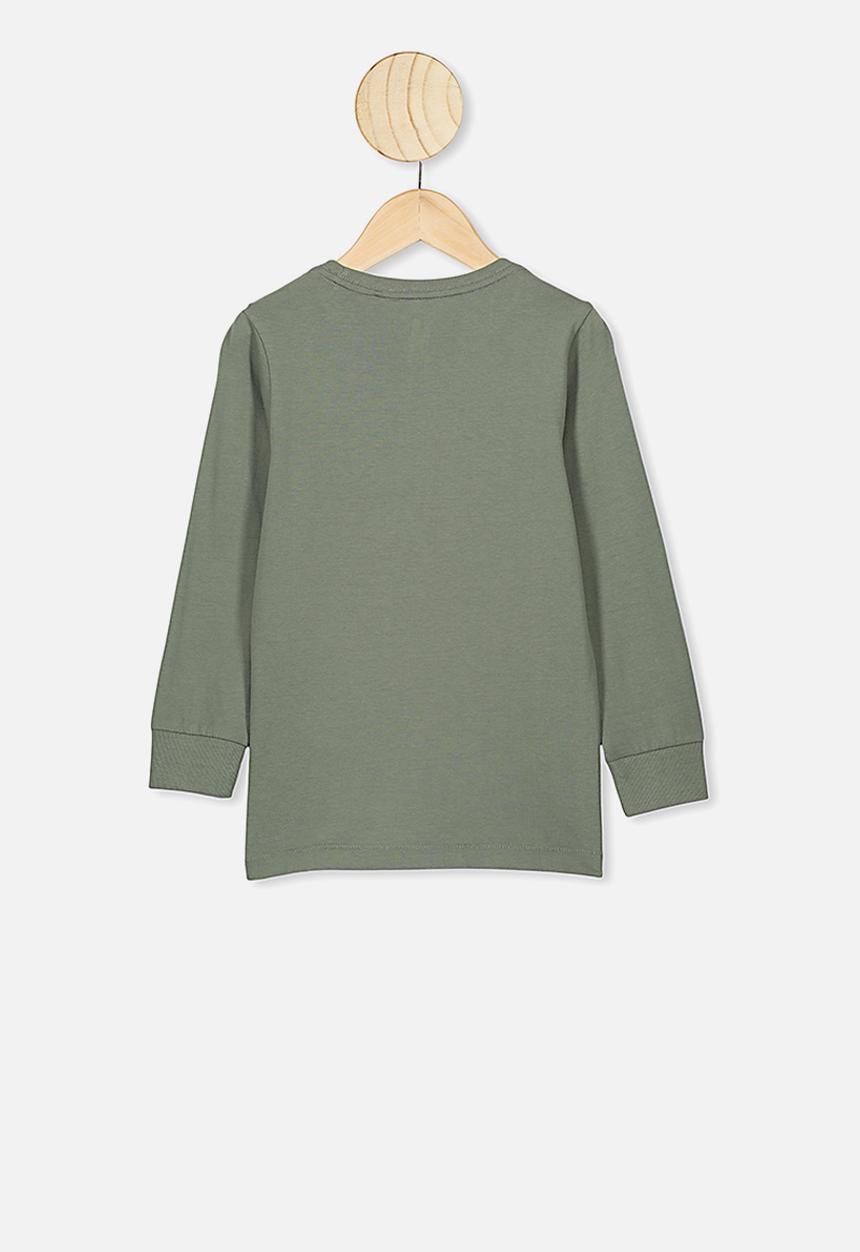 Cotton On - Tom long sleeve tee - bush green prehistoric