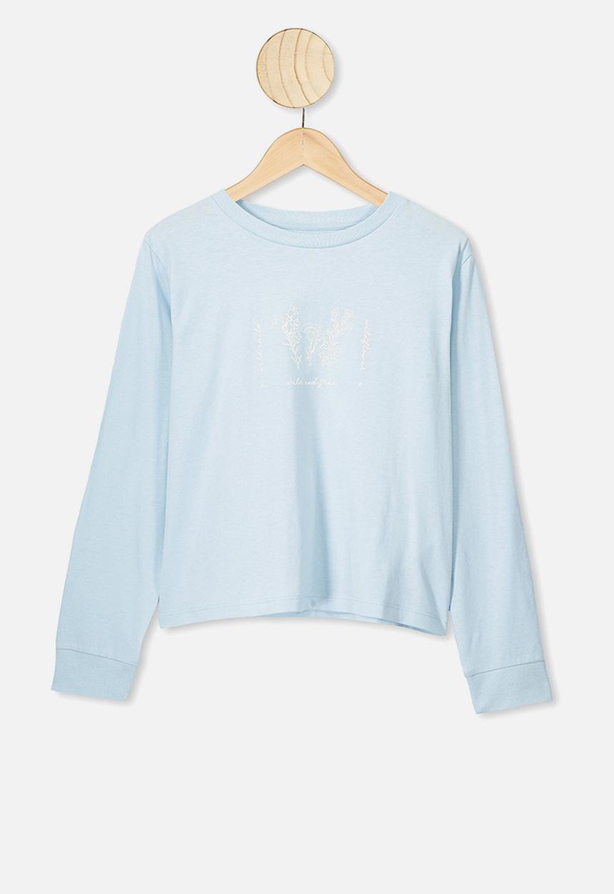 Free by Cotton On - Girls long sleeve tee - blue wild & free