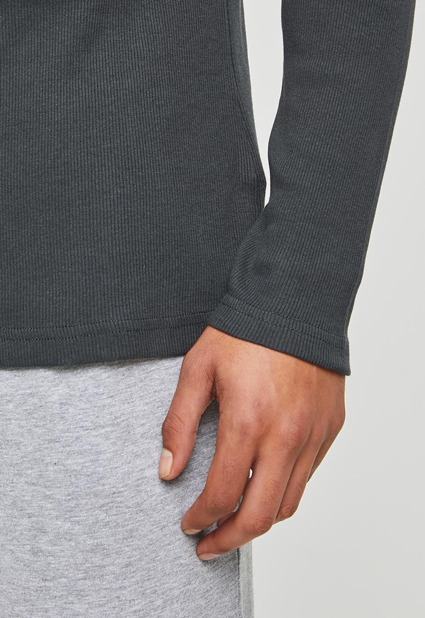 Superbalist - Premium ribbed henley sleep top - grey