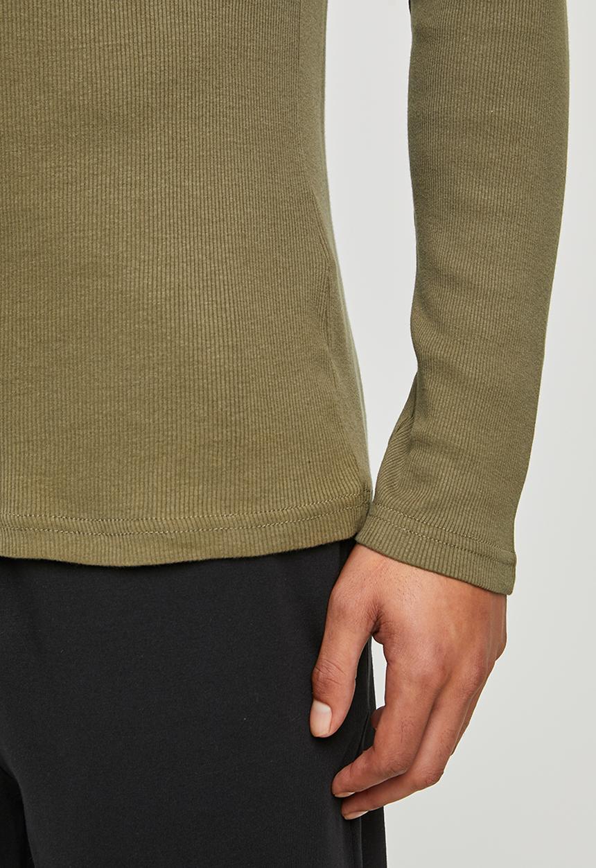 Superbalist - Premium ribbed henley sleep top - khaki