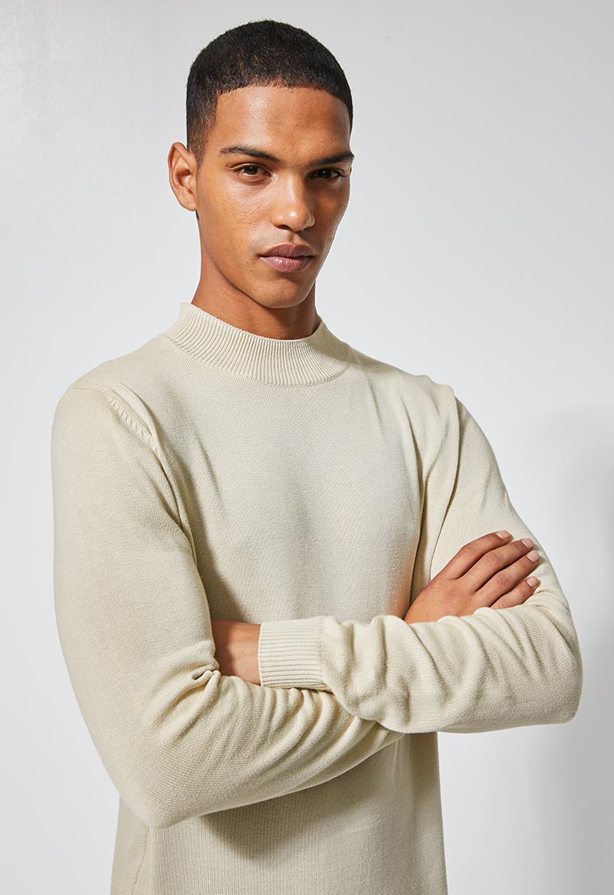 Superbalist - Slim fit high neck knit - stone