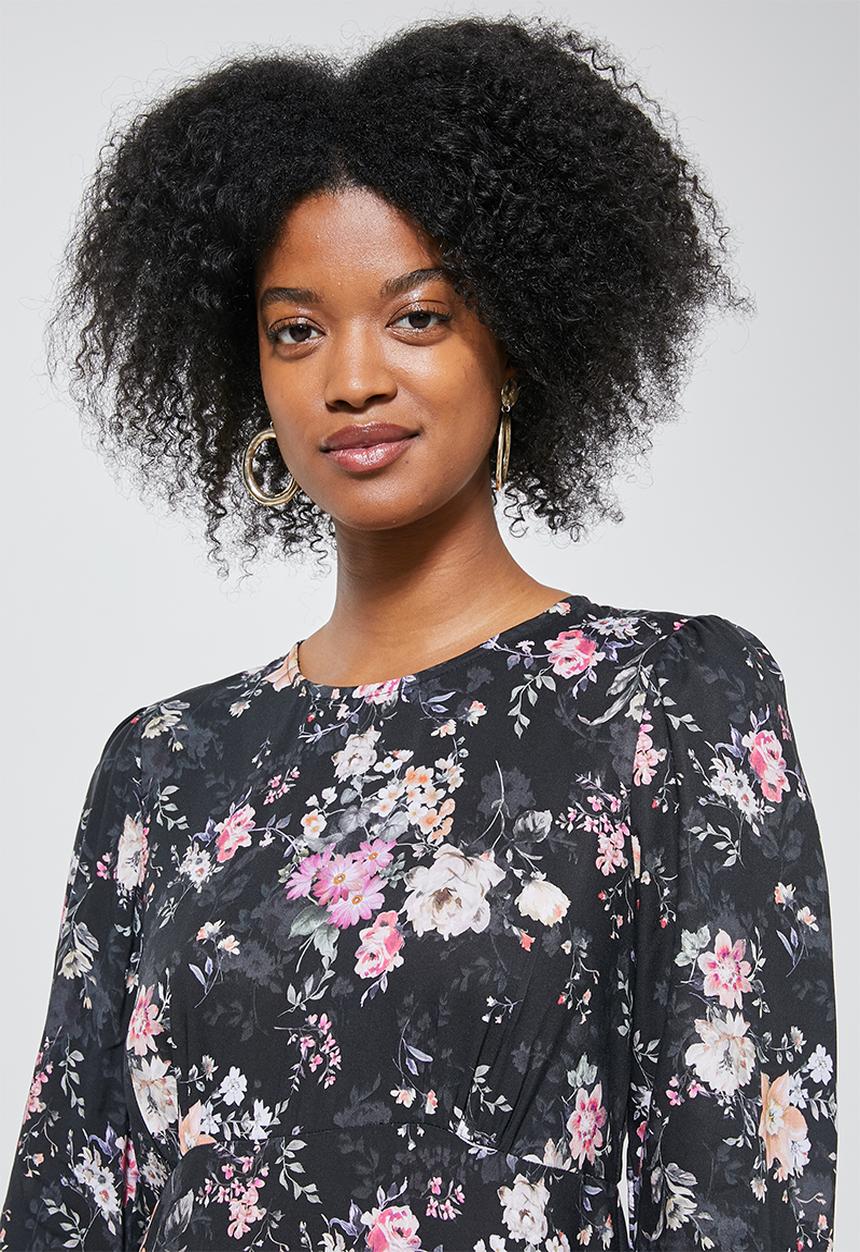 Superbalist - Midi tea dress long sleeve - black 
