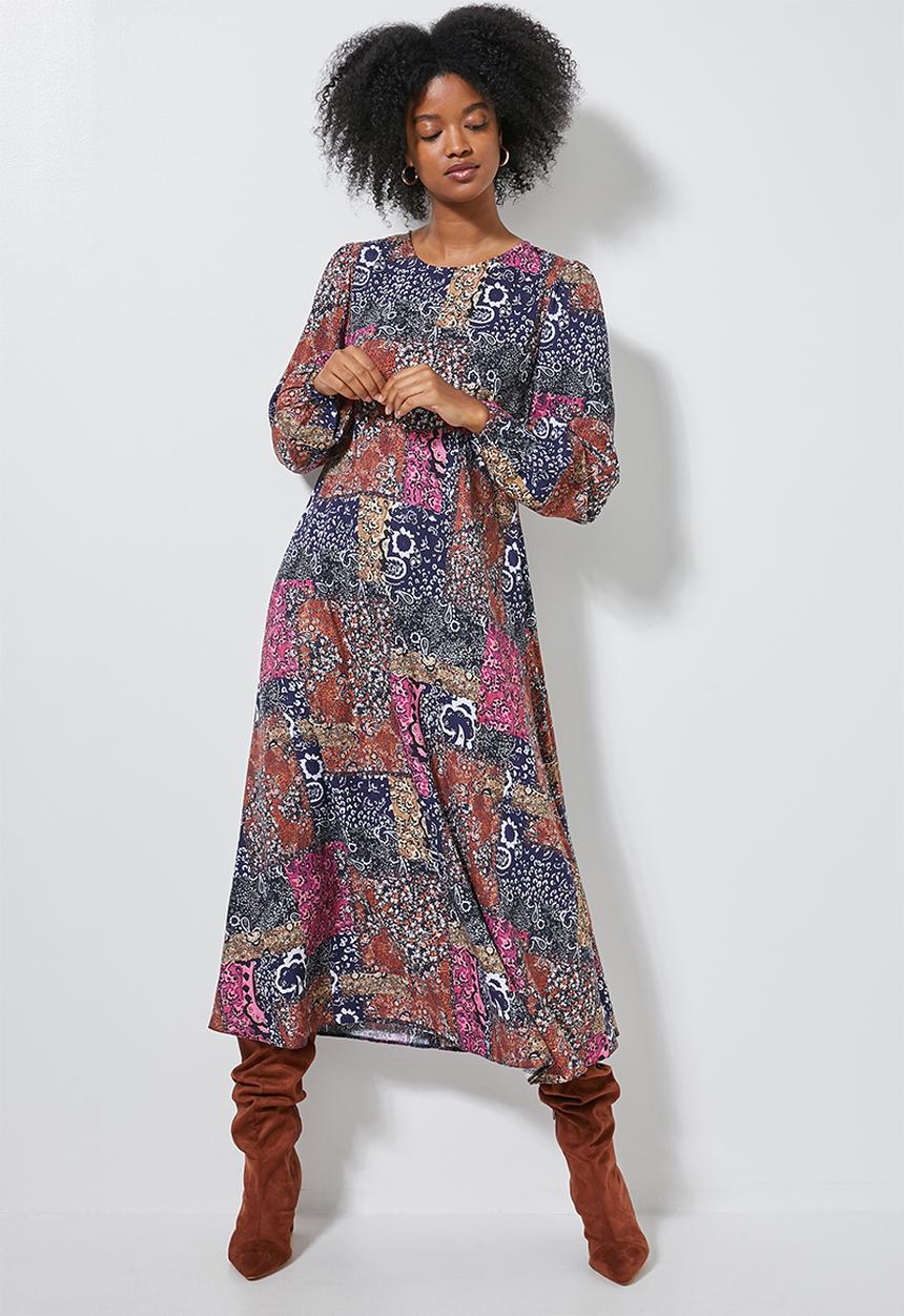 Superbalist - Midi tea dress long sleeve - multi