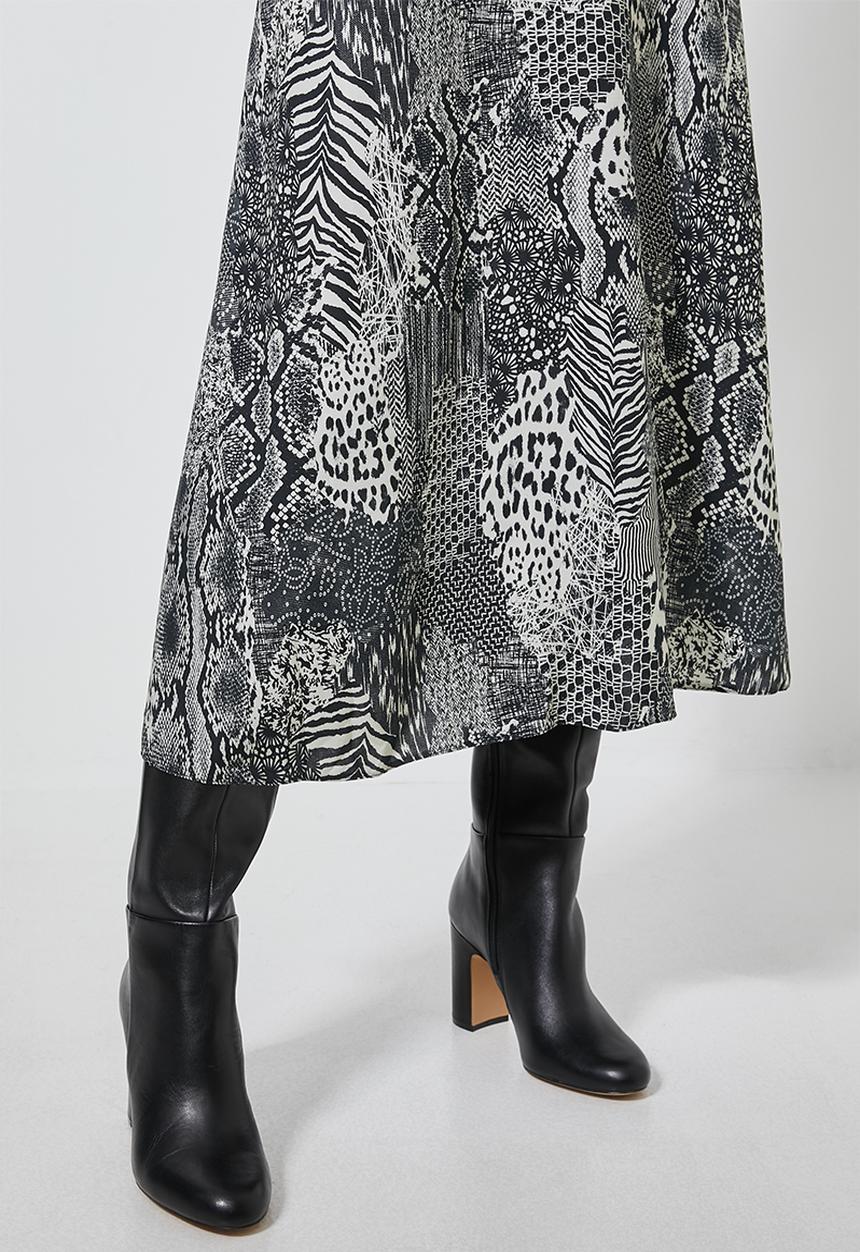 Superbalist - Midi tea dress long sleeve - black & beige 