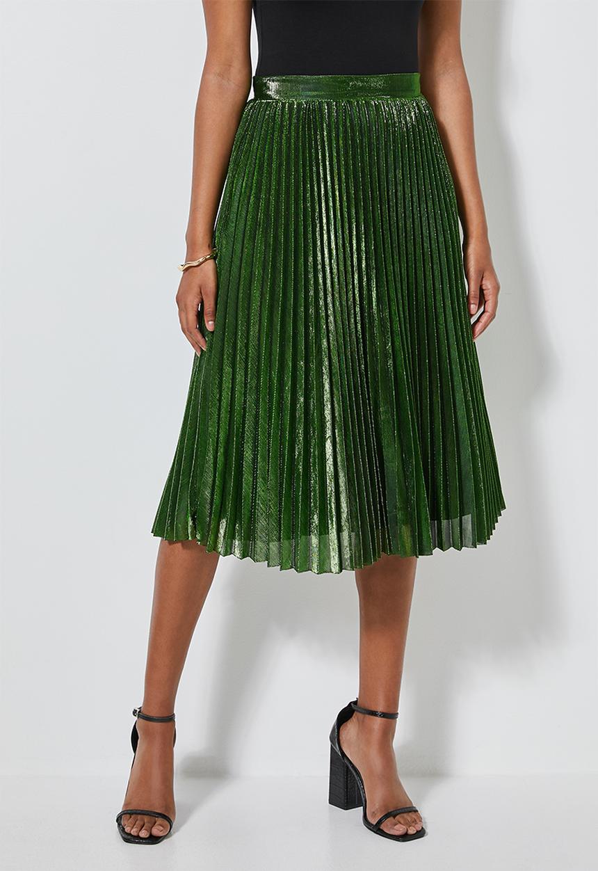 Superbalist - Metallic pleated skirt - green