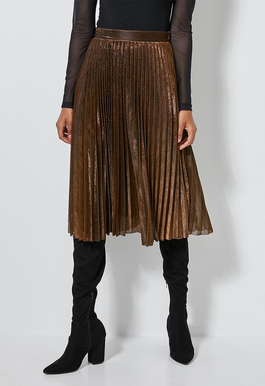 Superbalist - Metallic pleated skirt - bronze