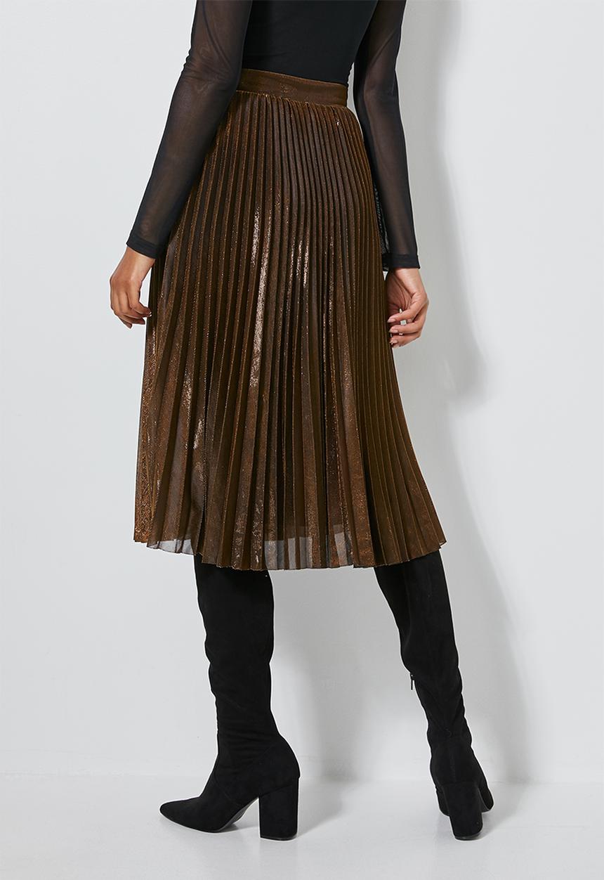 Superbalist - Metallic pleated skirt - bronze