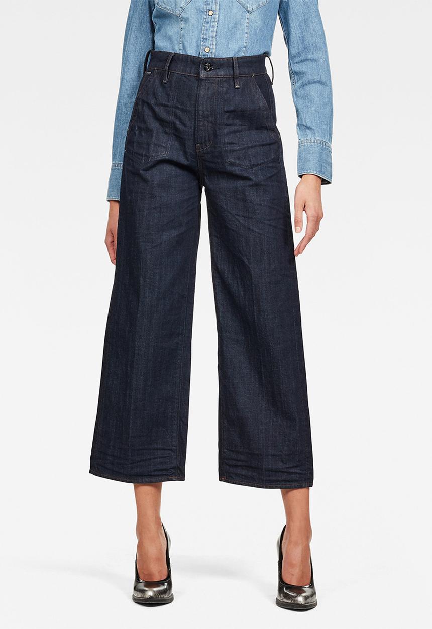 G-STAR - Eyevi high waist wide leg ankle - dark blue 