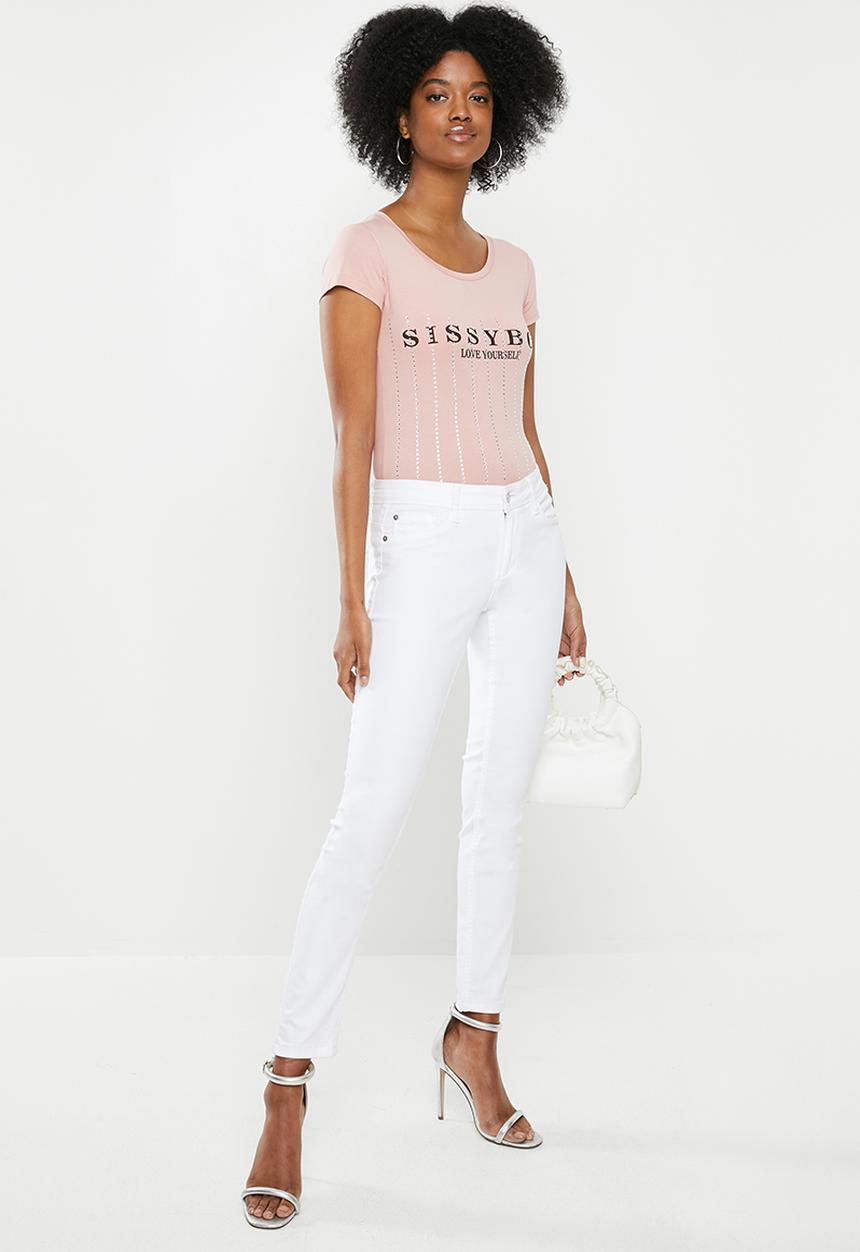 SISSY BOY - Logo crest and bling combo tee - pink