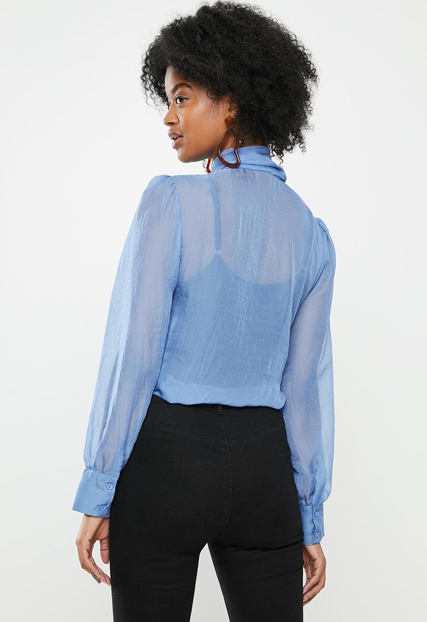 Glamorous - Kitty bow blouse - blue