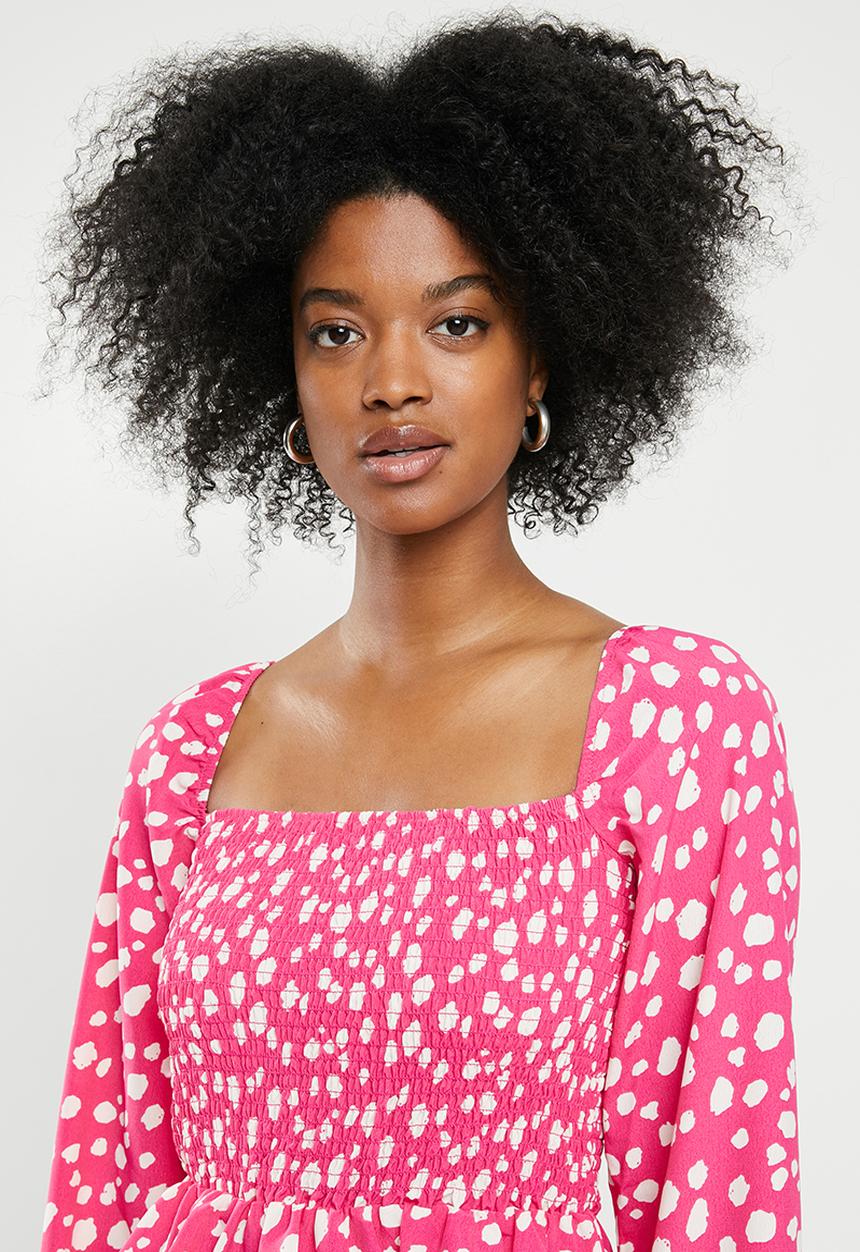 Glamorous - Square neck blouse - pink & white 