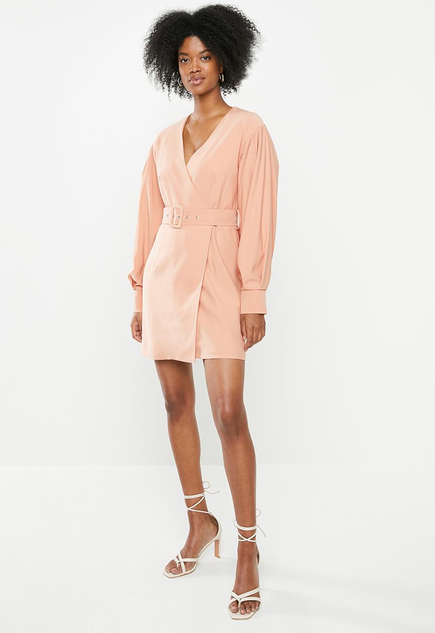 Glamorous - Long sleeve belted dress - neutral