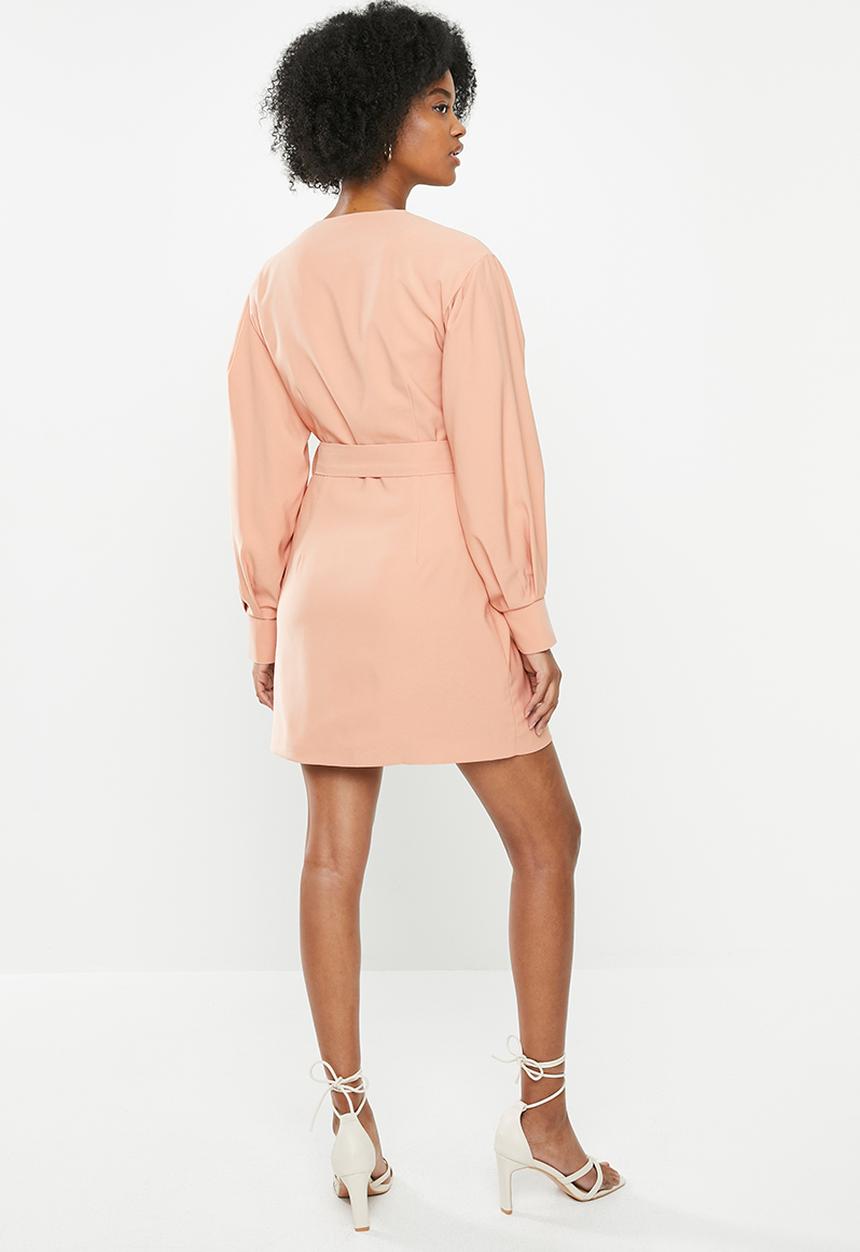 Glamorous - Long sleeve belted dress - neutral