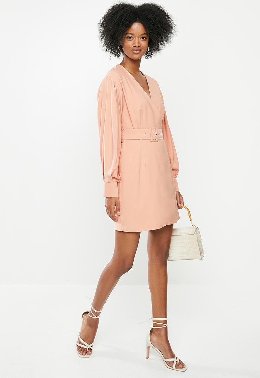Glamorous - Long sleeve belted dress - neutral