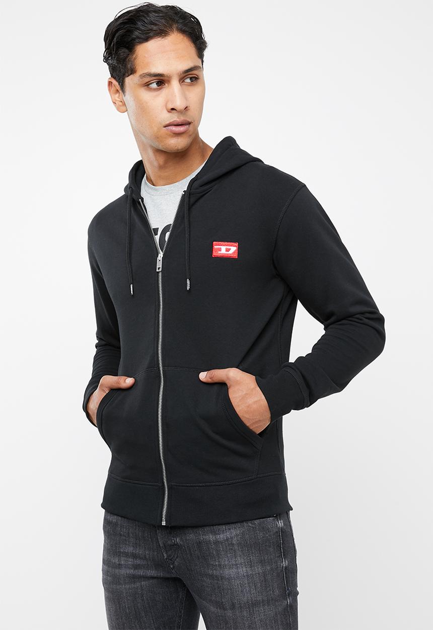 Diesel  - Brandon zip through sweat hoodie - black